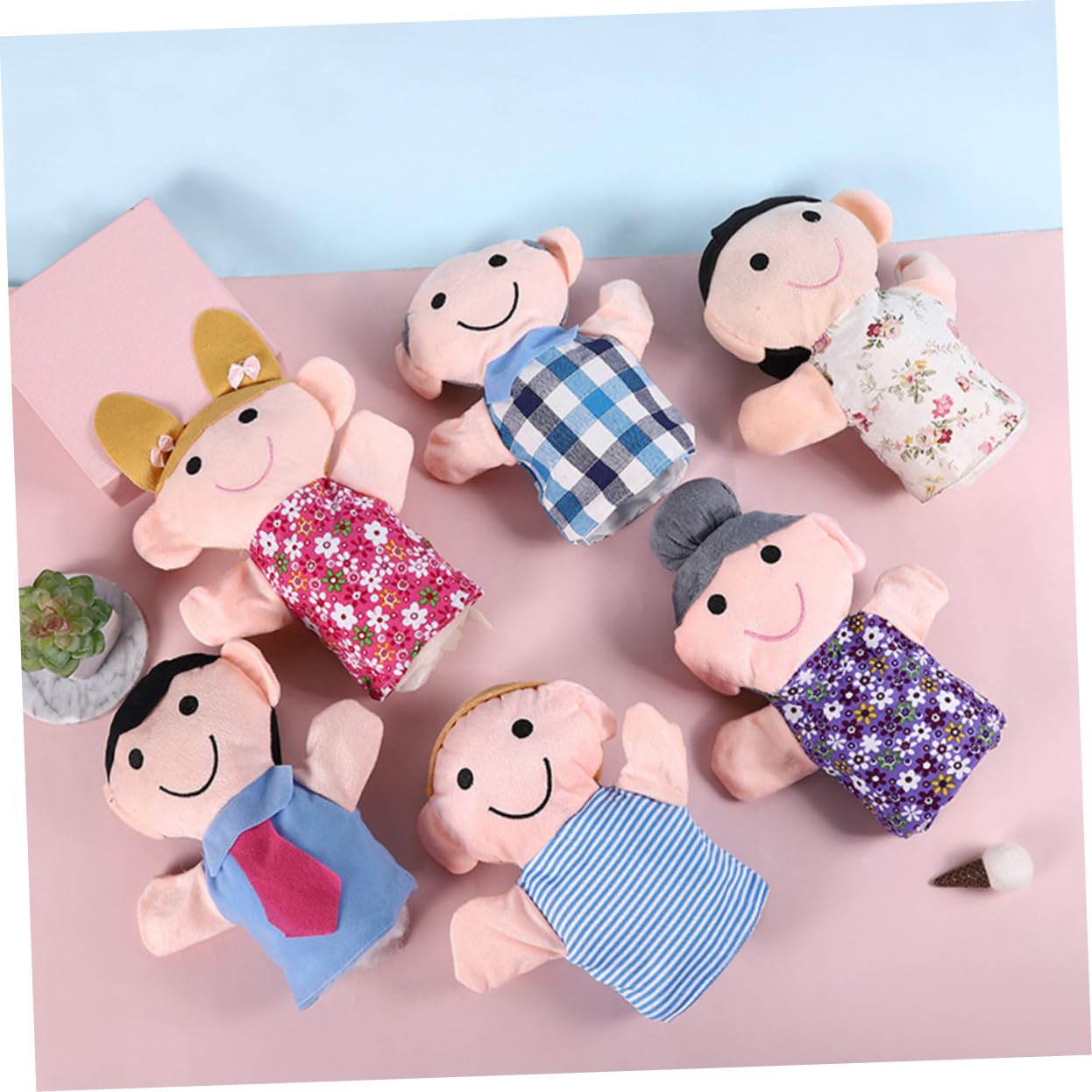 SOIMISS 6 pezzi Burattini da Mano per Marionette Educative in Morbido Cotone PP Gioco di Ruolo Creativo per Sviluppo Manualità e Immaginazione