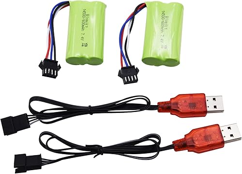Miniatura 8 de Blomiky Paquete de 2 baterías recargables de iones de litio de 7.4 V 2S 600 mAh con enchufe SM-4P y cable de cargador compatible con algunos