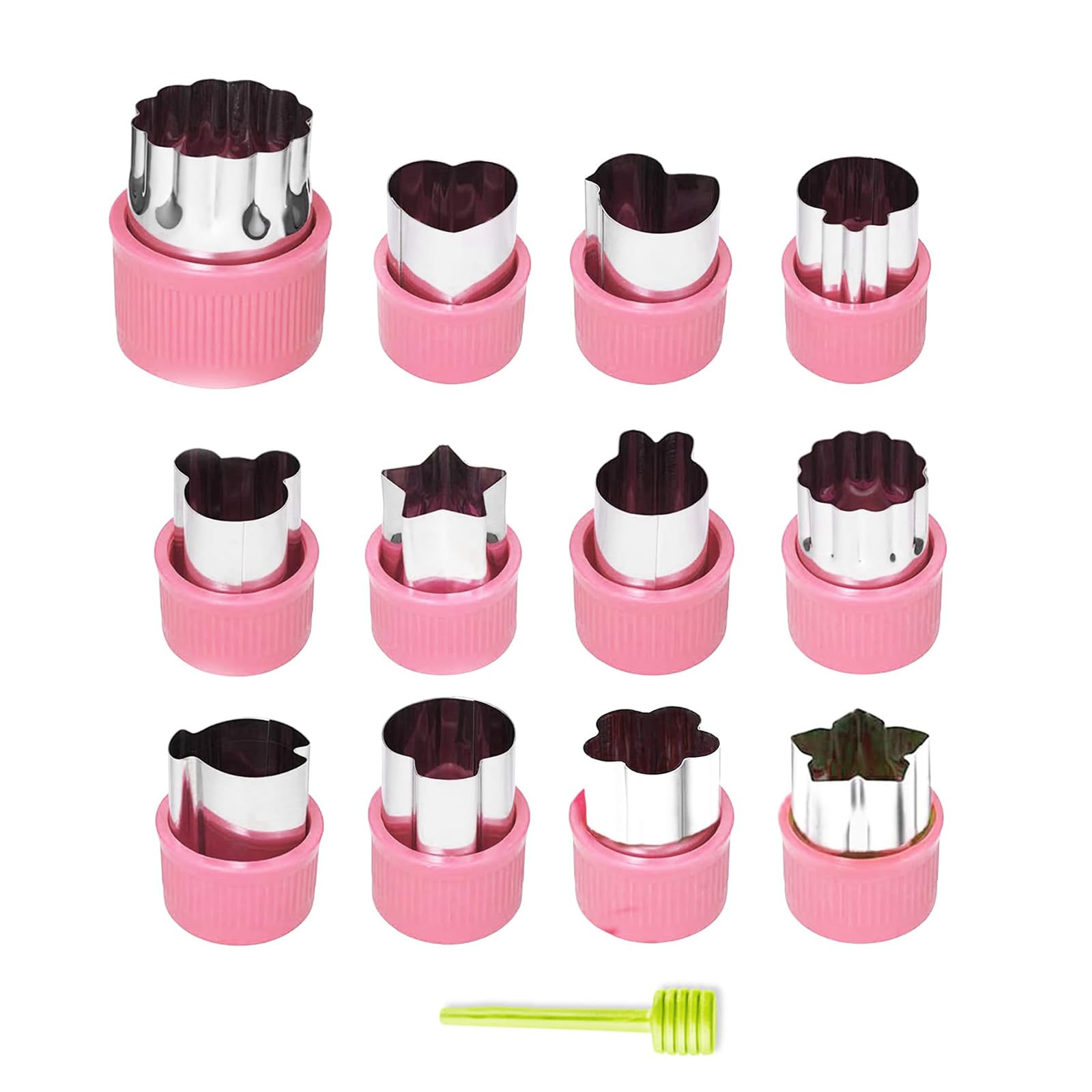 Kaizuca 12 Pcs Stainless Steel Cookie Cutters, Pastry & Sandwich Cutter Set, Vegetable Cutter with Safety Handle, for Cake, Fruit, Biscuits, Pastry, Sushi, Vegetables