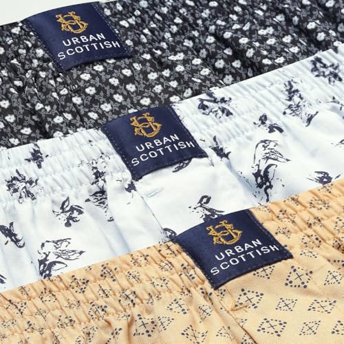 Image of Urban Scottish Ultra-Comfortable Men's Boxer Pants - 100% Cotton Material with A Stylish Print - Soft and Stretchy Elastic Waist Band - Dynamic Movement and Hardwearing Stitching - Breathable with A Gentle Snug Fit