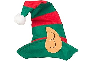 Fluffy Green and Red Christmas Elf Hat