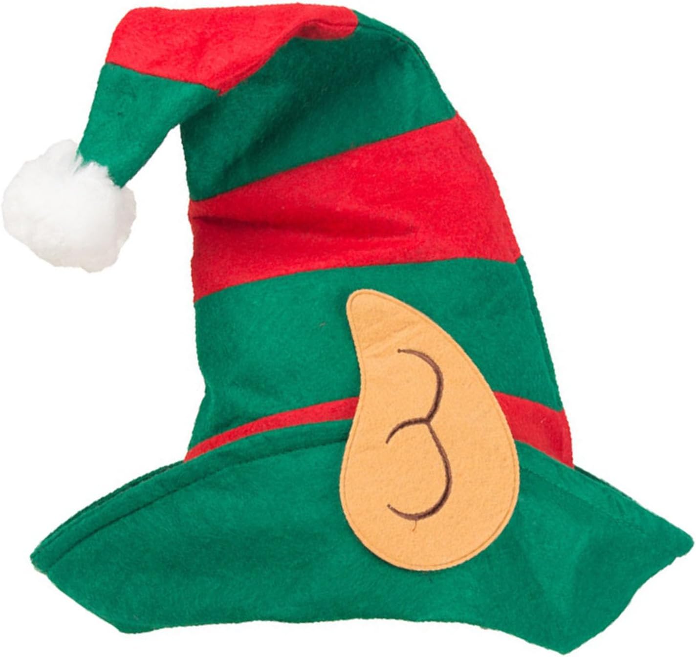 Santa Hat Christmas Elf Hat with Attached Ears Green and Red,Christmas Hat for Kids and adult