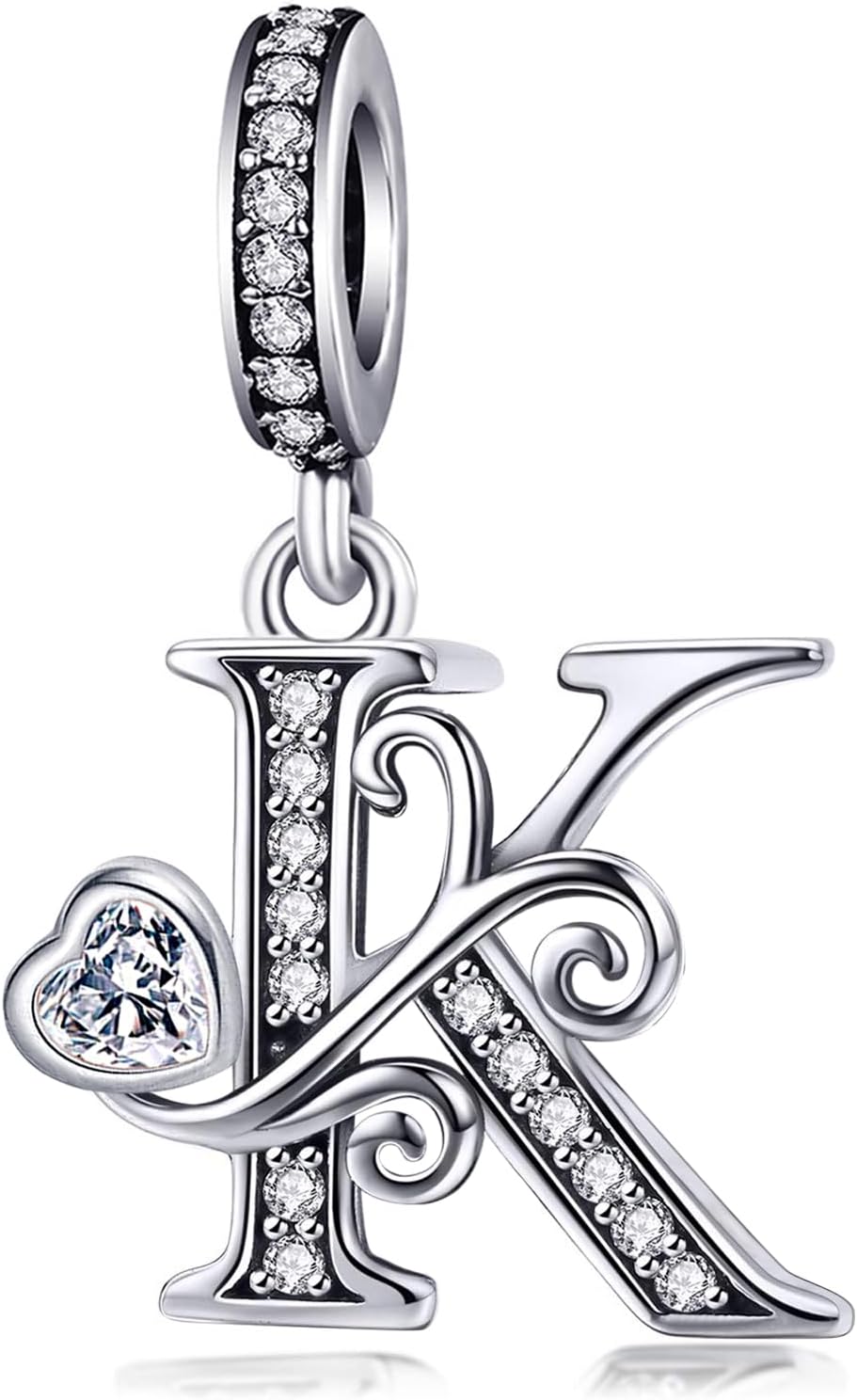 S925 Sterling Silver Letter Charm Fit for Pandora Charms Bracelet Alphabet Initial Dangle Charms Jewelry Gifts for Women