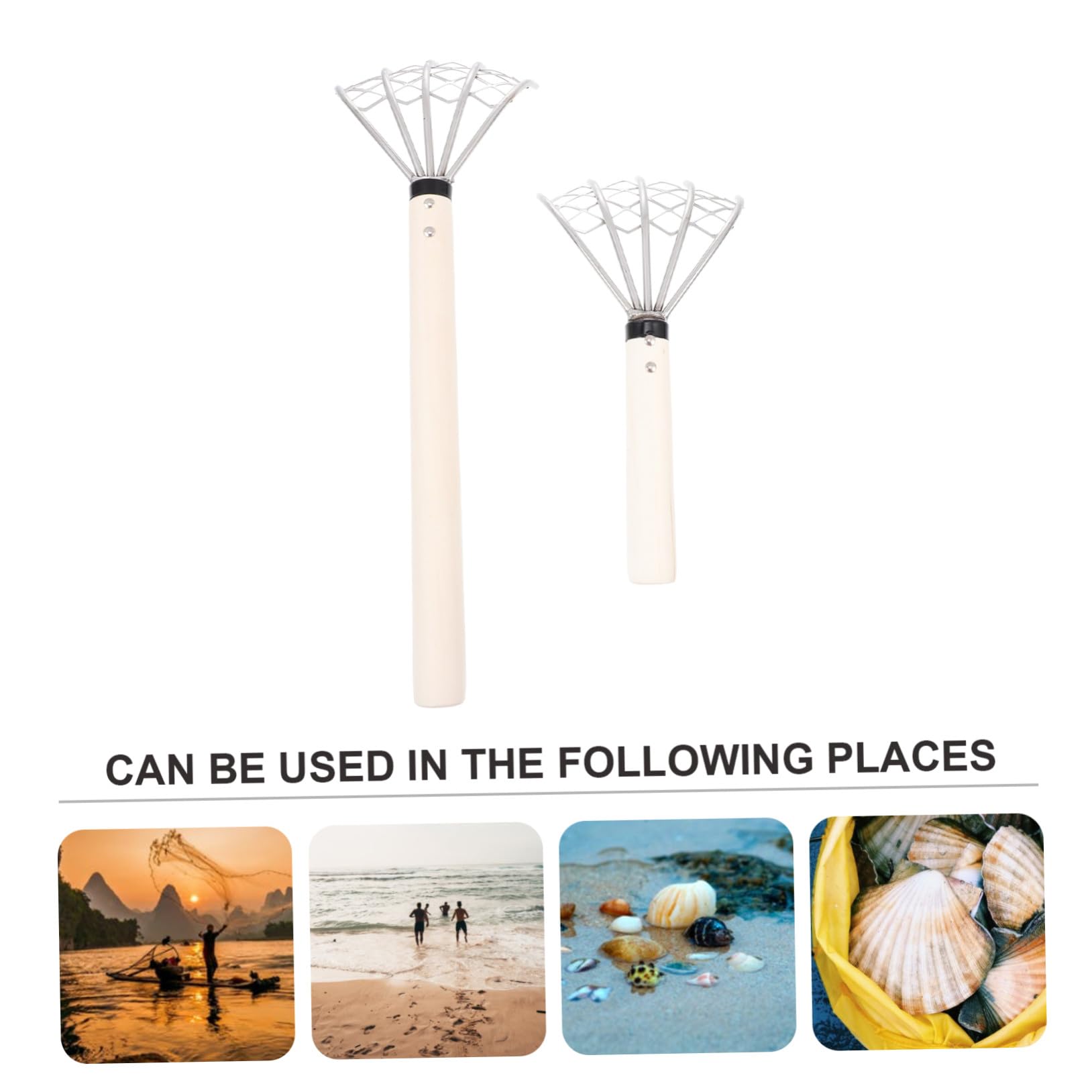 2 Stück Handrechen aus Edelstahl mit ergonomischem Kunststoffgriff Kräftiges Lockerungs- und Muschelrechen Werkzeug teiliges für Strand und Gartenarbeit Handliches Grabewerkzeug