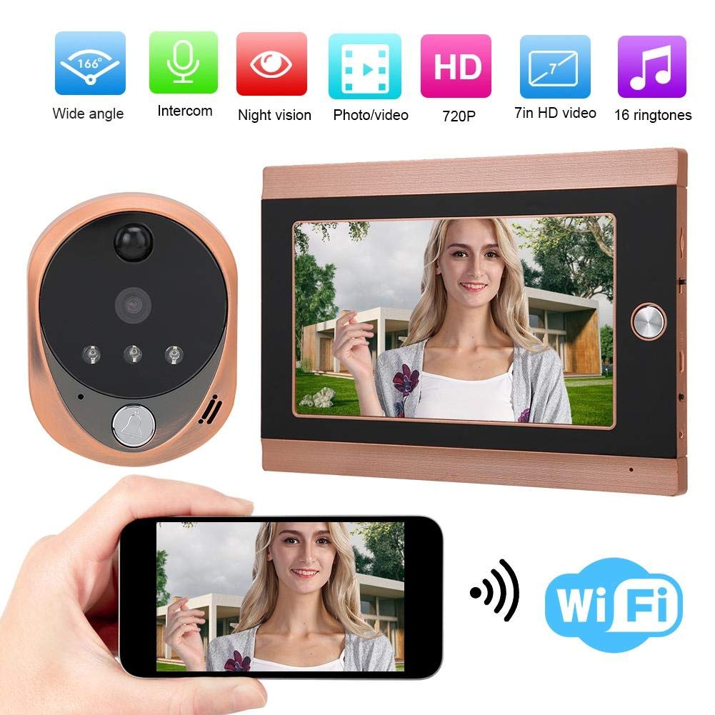 Door Viewer, 7 Inch 720P HD LCD WiFi Wireless Digital