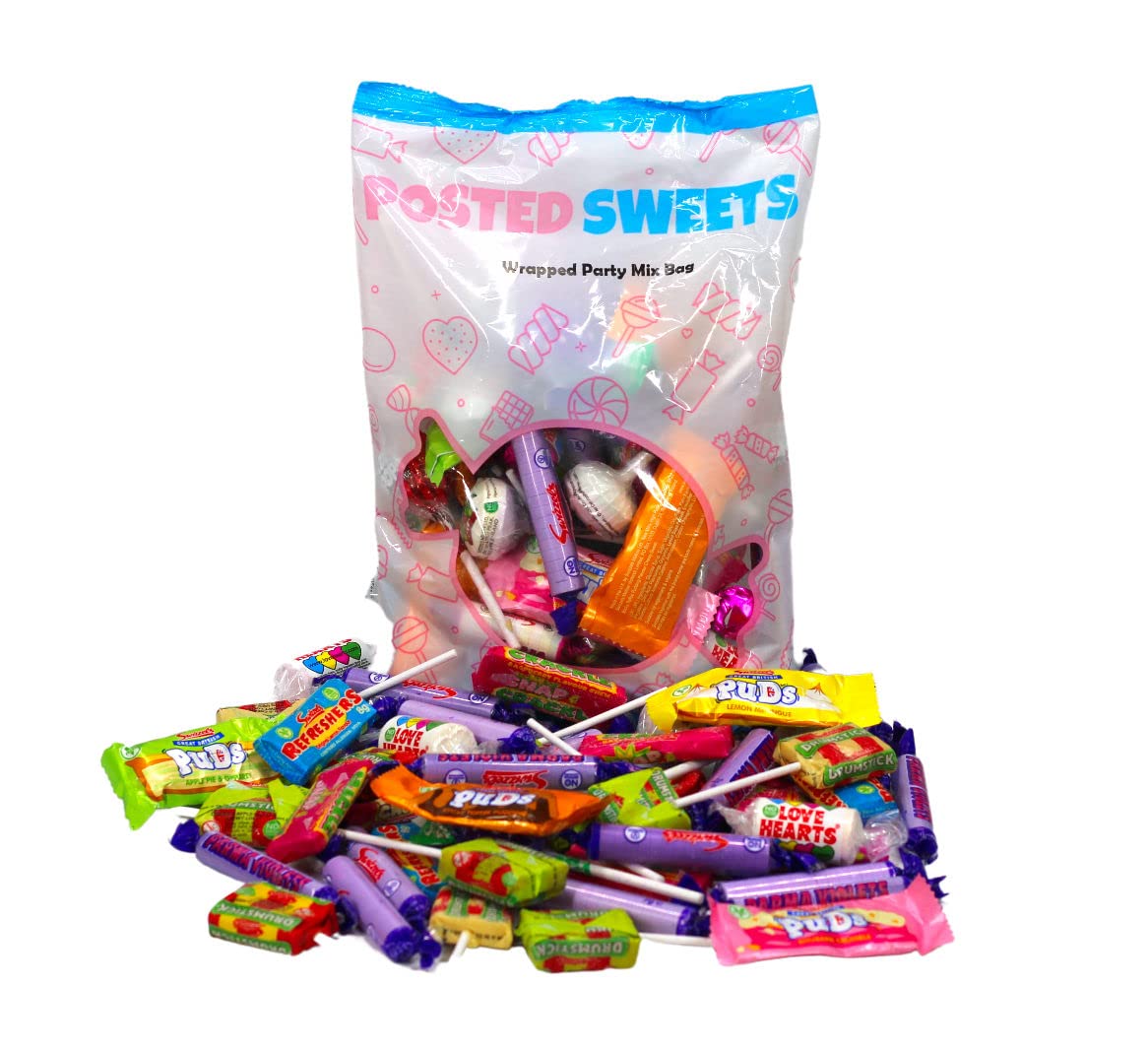 Posted Sweets BAG OF PICK & MIX SWEETS - Large Classic Retro Candy Selection Pick n Mix - Gift Bag - Perfect Movie Night Hamper, Treats for Kids, Adults, Birthday Gifts (wrapped party mix)