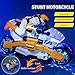 Electric Stunt Motorcycle Toy with Lights and Sound Effects, Dirt Bike Toys with Exclusive Sideways Glide,Gift for Kids 5-12 Universal Driving, Transforming Design,Whit