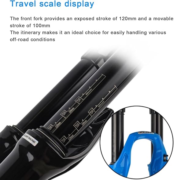 1-1/2 Air Suspension Fork 27.5/29in, Aluminum Alloy Bike Shock Absorber Forks 120mm Travel Thru Axle 15 * 110mm Rebound Adjustment