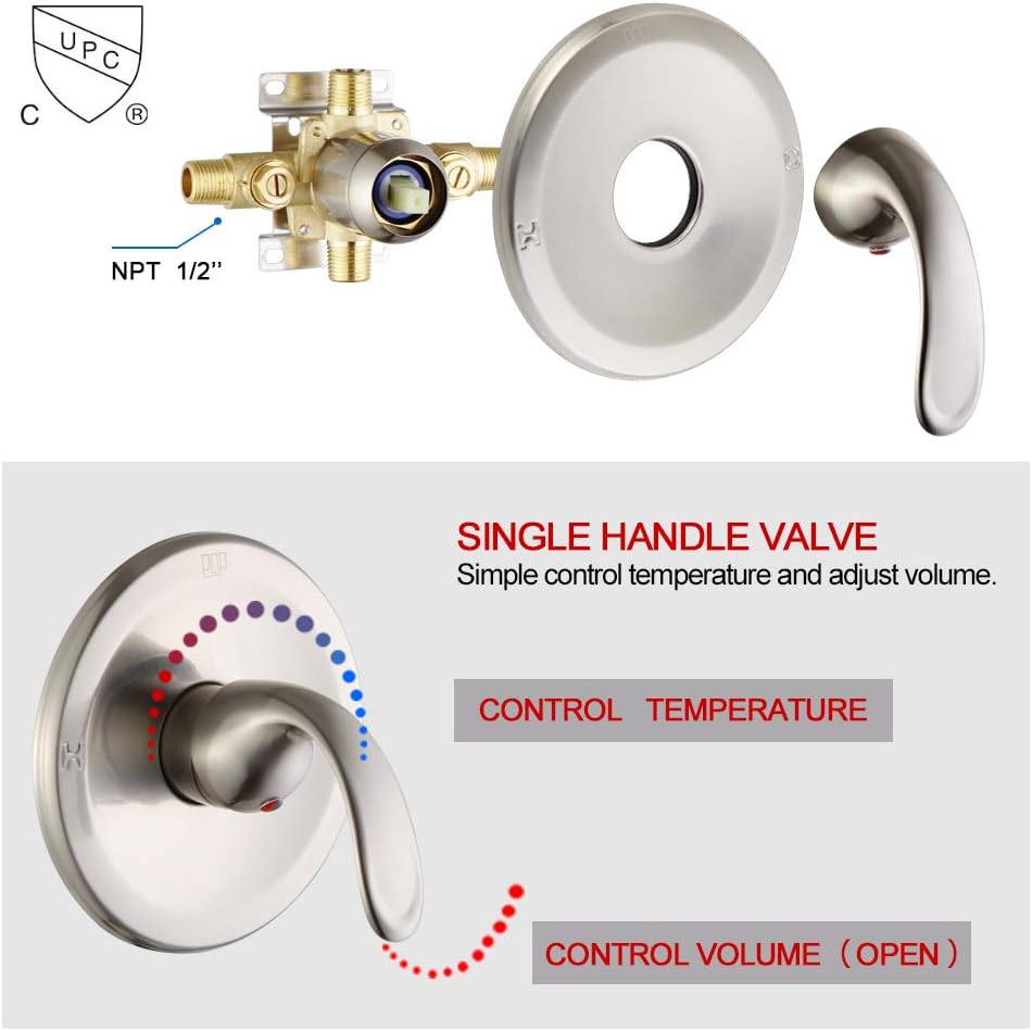 Holiday Deals 🛒 Dual-Function Shower Faucet Set with Tub Spout Bath High Pressure 35 Setting Dual 2 in 1 Shower System with Handheld Shower Head 3-way Water Diverter Shower Trim Kit with Rough In Valve Brushed Nickel 🔥 Hot Deals Dual-Function Shower Faucet Set with Tub Spout Bath High Pressure 35 Setting Dual 2 in 1 Shower System with Handheld Shower Head 3-way Water Diverter Shower Trim Kit with Rough In Valve Brushed Nickel