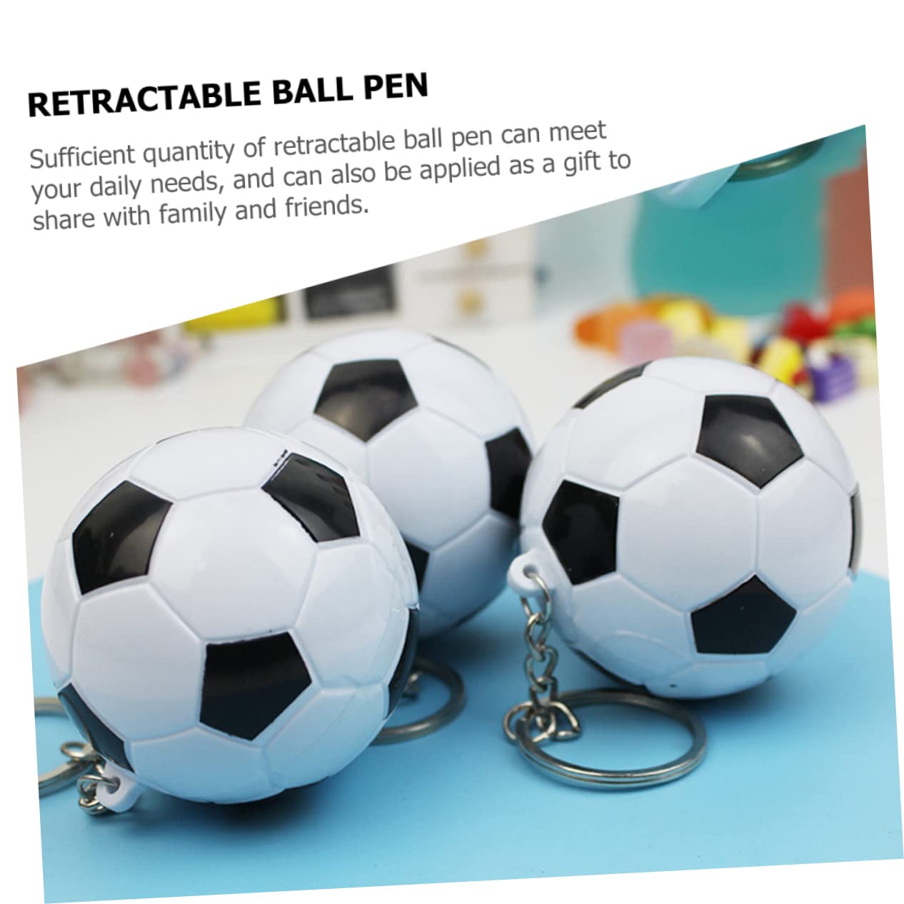 Lurrose 30piezas Bolígrafos De Fútbol Retráctiles Bolígrafos De Tinta Azul Papelería Cumpleaños