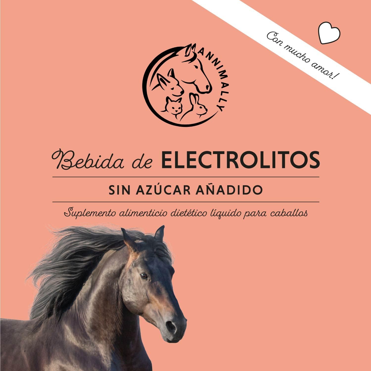 Annimally Electrolitos Líquidos para Caballos 1000ml con Sodio, Potasio, Acerola, Calcio, Magnesio y Vitamina B líquida - Electrolitos Líquidos sin azúcares añadidos.