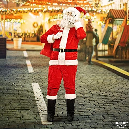 KatchOn Red Velvet Santa Suit for Men 11 Pieces