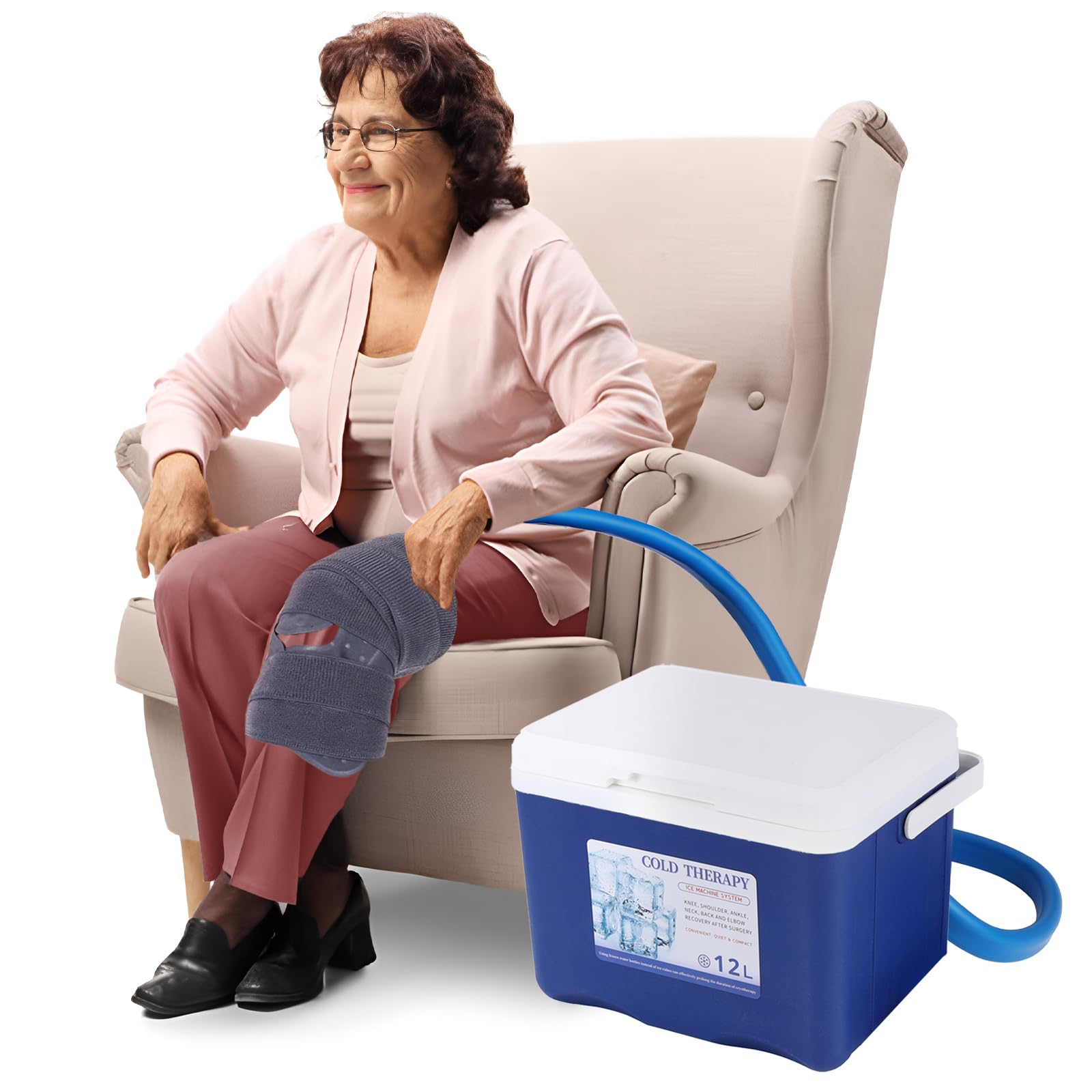 Cold Therapy Machine, Ice Therapy System for Shoulder and Knee After Surgery Recovery, Cryotherapy Freeze Kit for Knee Replacement, Large Capacity Ice