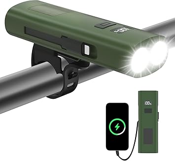 Gitesh Bike Lights Front LED Torch, 2800mAH Bicycle Lights Rechargeable Lightweight LED Bike Lamp Torch Front Handlebar Lamp Waterproof 6 Modes Road Mountain Cycling Fishing Torch Light_Green - image, photos