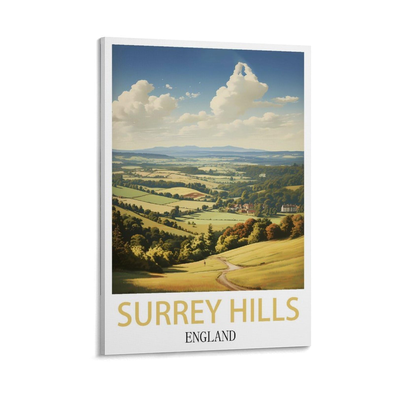 ZZHHEGN Surrey Hills England Vintage Travel Posters 12x18inch(30x45cm) Canvas Art Poster And Wall Art Picture Print Modern Family Bedroom Decor Posters