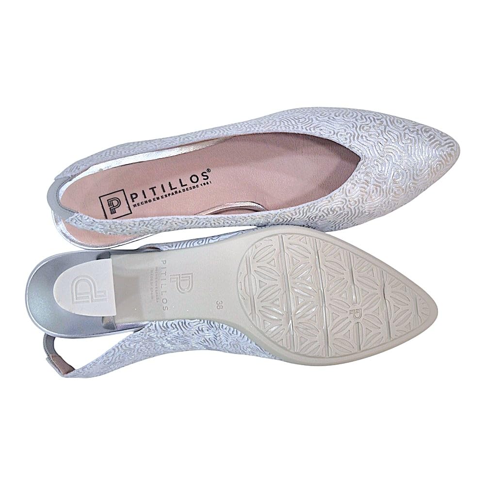 Pitillos - Zapato de Piel con tacón Medio,Destalonado,elástico en el Tobillo,clásico,salón,Punta Fina, para: Mujer