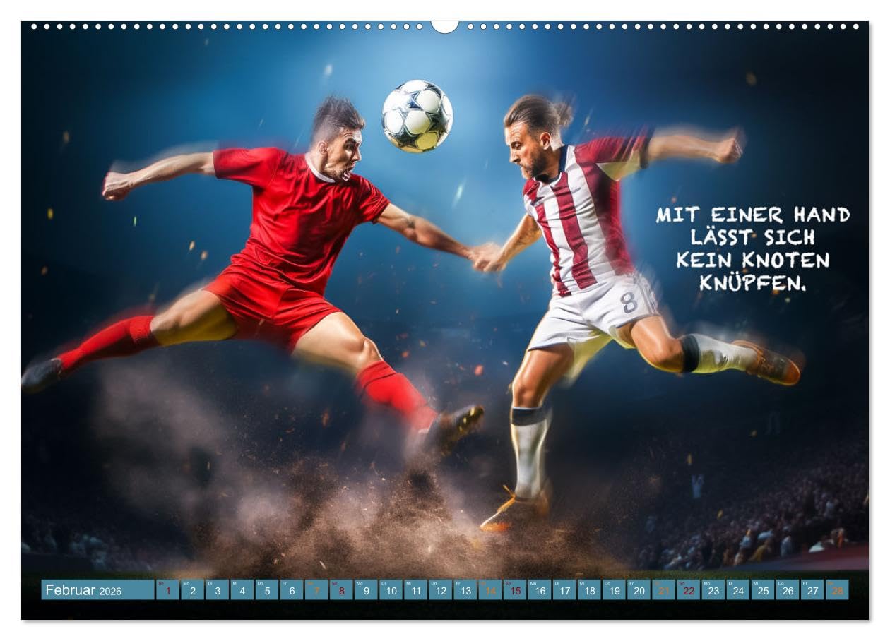 Fußball und tolle Sprüche (Wandkalender 2026 DIN A2 quer), CALVENDO Monatskalender: Das ist er, der ultimative farbenprächtige Fußballkalender mit ... zum Ansporn, Anreiz und zur Motivation.