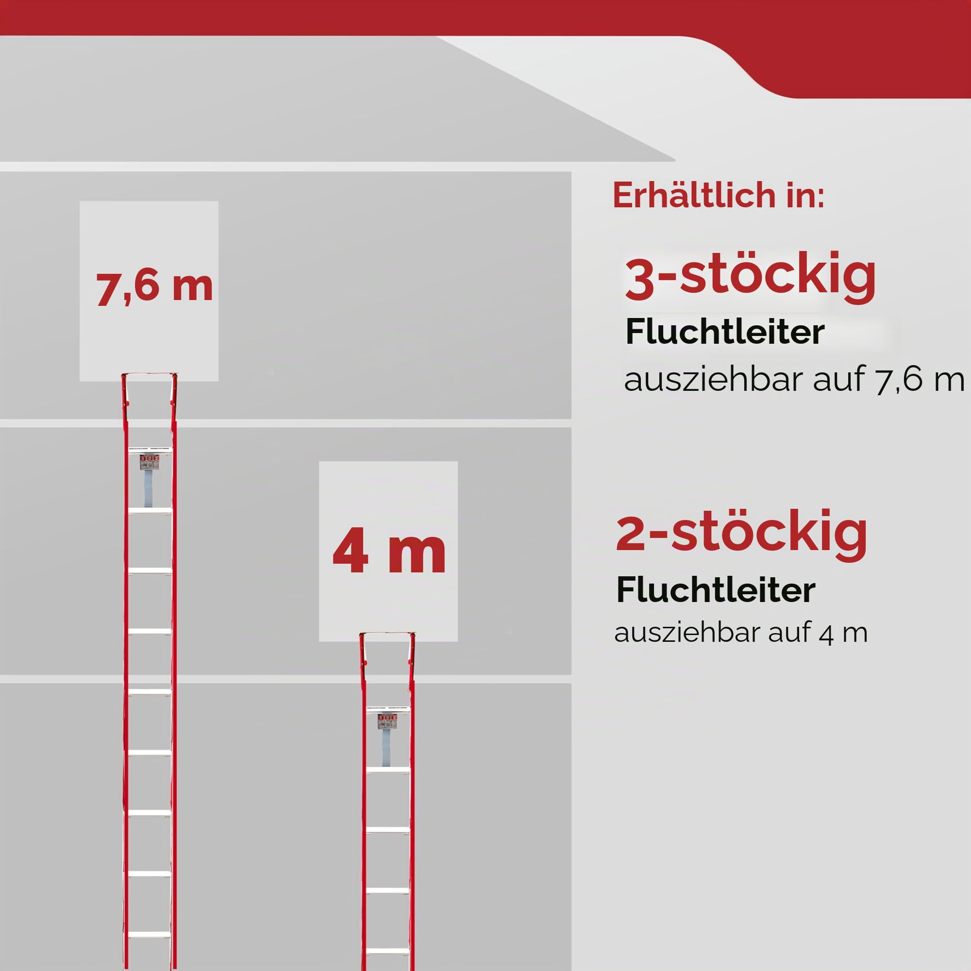 Kidde 468094 Feuerleiter, für 3 Stockwerke, 7,6 m
