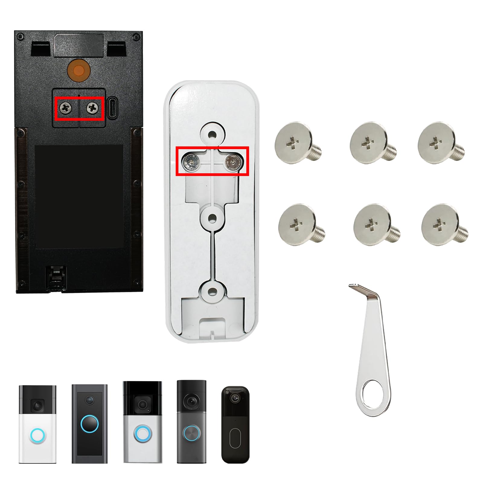 6Pcs Doorbell Replacement Screws Compatible with Blink/Ring Doorbell, Video Doorbell Backplane Security Screws with Doorbell Key Tool, Strong as Original Quality