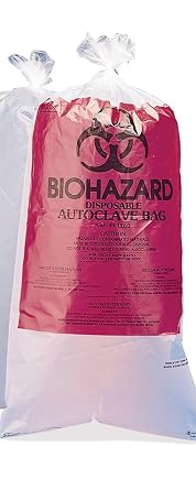 Autoclavable Biohazard Bags, Printed, 12 x 24 Inches, 100 per Package