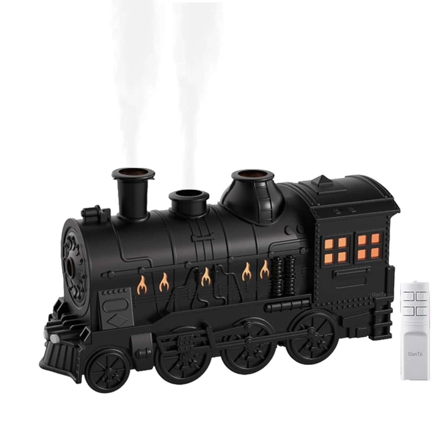 Train Shape Aromatherapy Essential Oil Diffuser 300ml Ultrasonic Cool Mist Air Humidifier with LED Lamp Aroma Diffuser with Remote Control (Black)