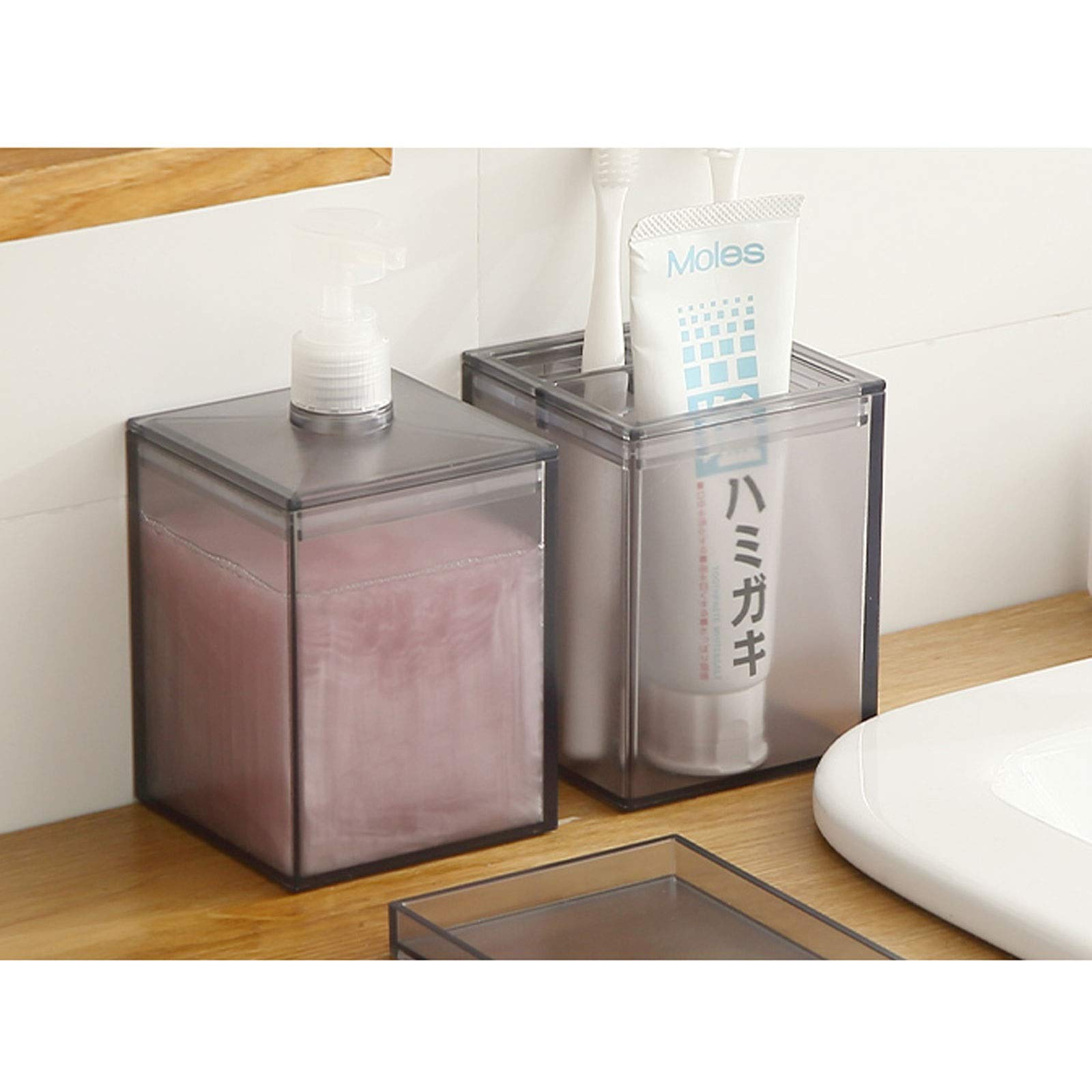 Dozownik prysznicowy 550 ml, duża pojemność, materiał PS, dozownik mydła w płynie do łazienki i kuchni, dozownik blatowy/dozownik do balsamu (kolor: szary)