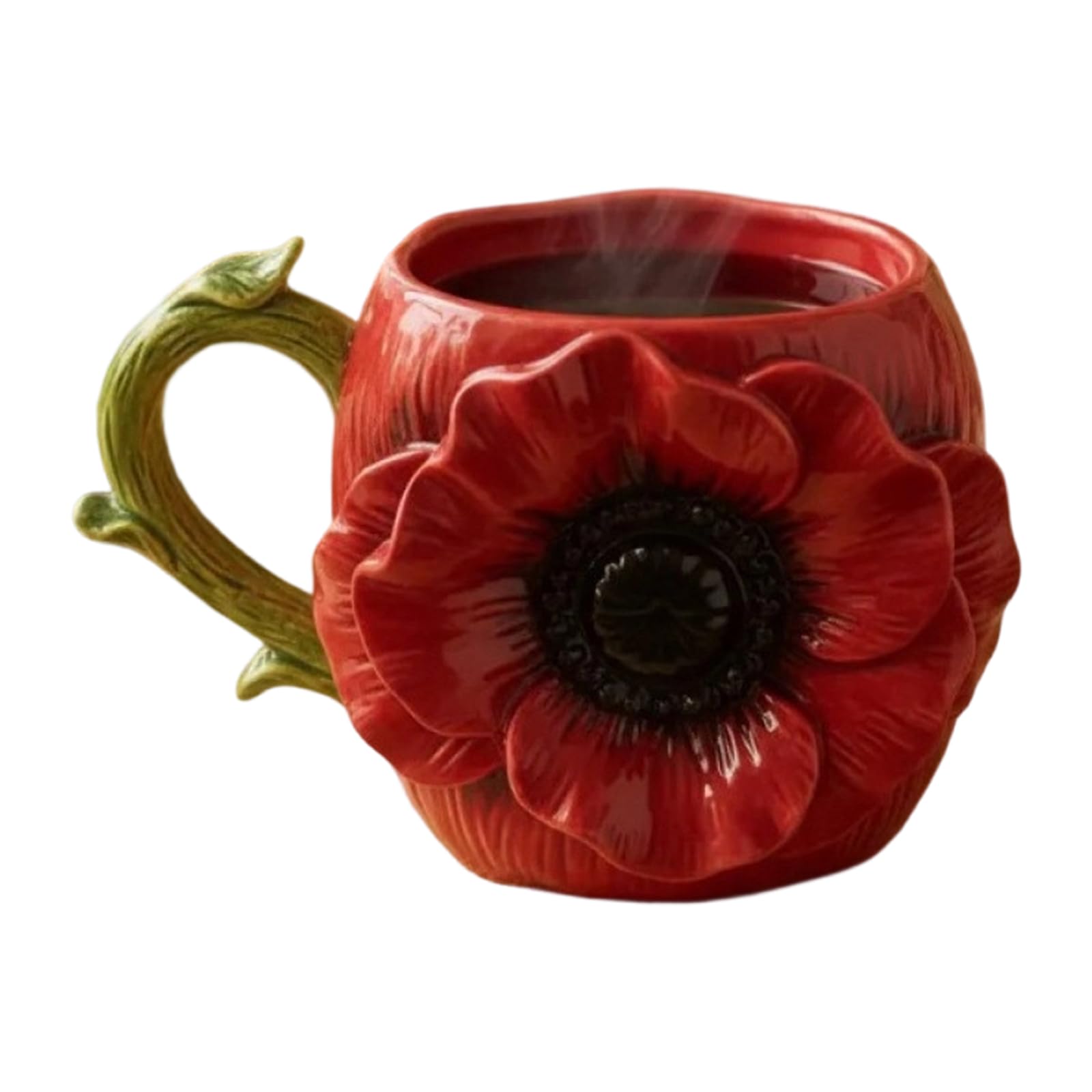 Oxxggkao Handcrafted Resin Flower Cup Large Capacity Multipurpose Drinkware with Comfortable Grip Flower Themed Cup with Handle