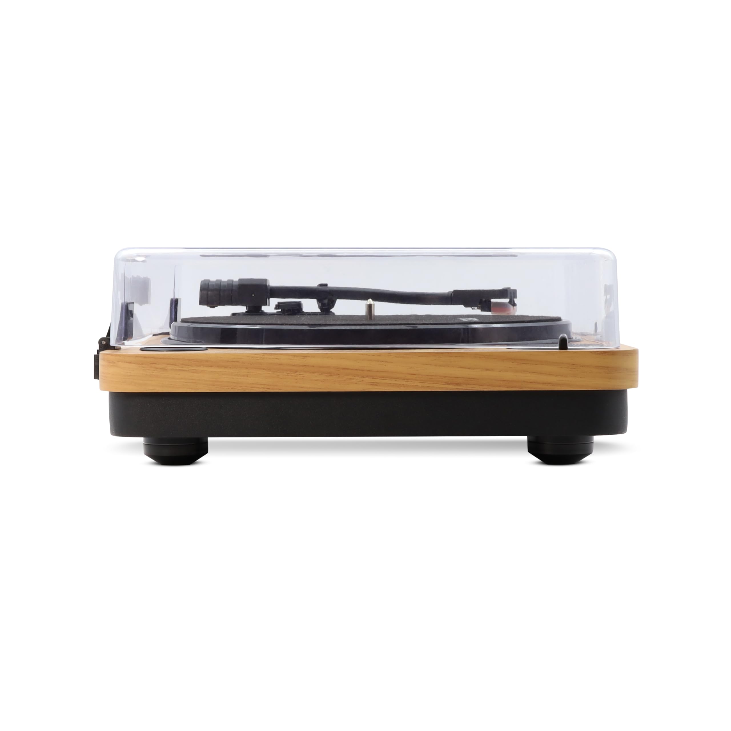 MOOOV 477361 Platine Vinyle Bluetooth avec Couvercle de Protection, Haut-parleurs Intégrés, Tourne Disque avec Enregistrement USB, Compatible 33/45/78 Tours, Sortie RCA, Effet Bois
