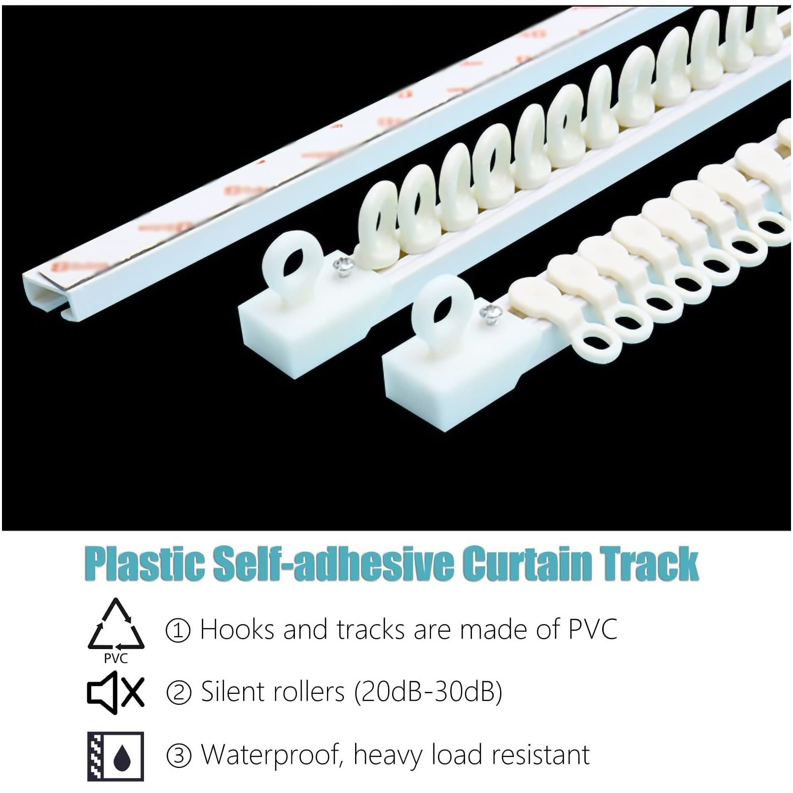 Rail de Rideau Auto-adhésif pour Montage au Plafond/Mur, séparateur de pièce de 6,5 Pieds, système de Rail de Rideau pour Chambre/fenêtre/Camping-Car, Longueur réglable de 40 à 300 cm (Plafond de 9,8