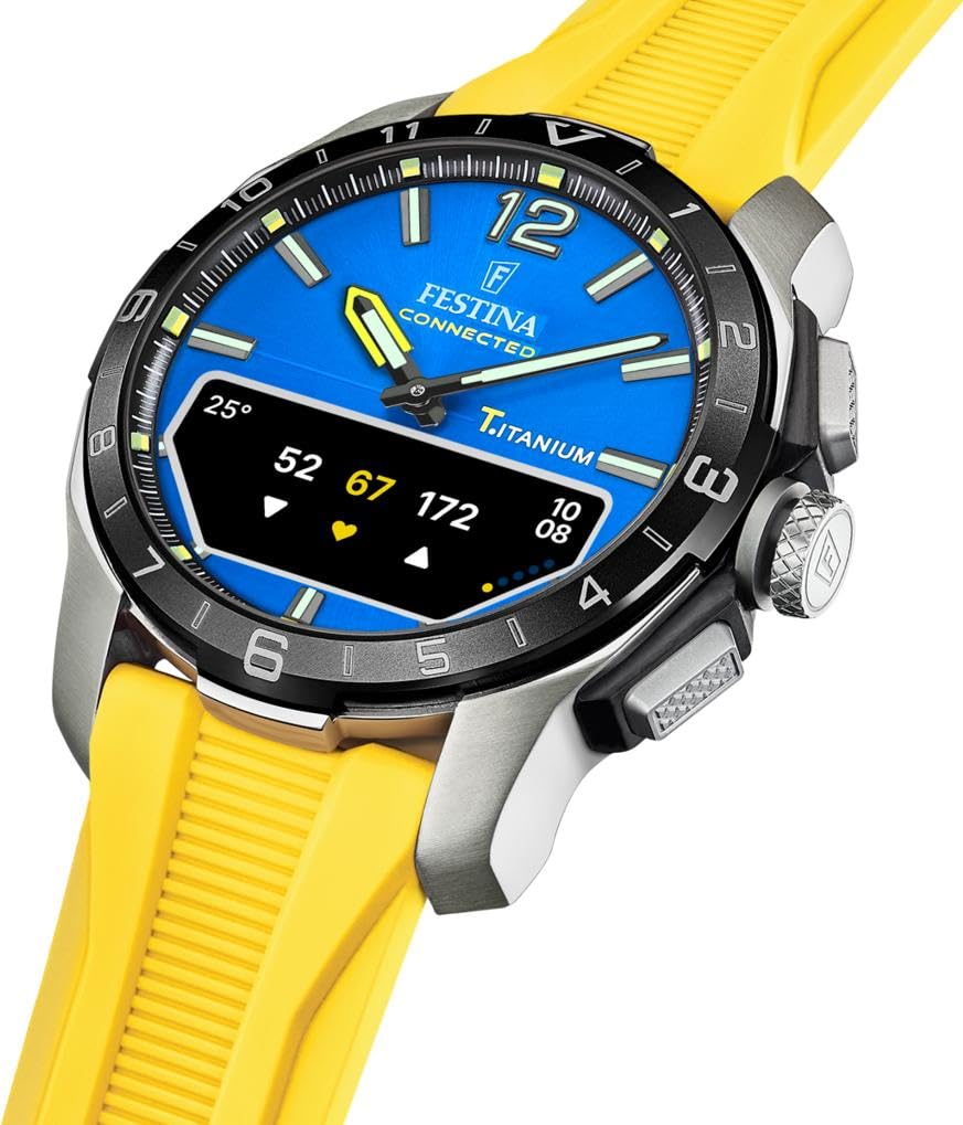 Festina Montre Connectée Hybride Homme - Bracelet Caoutchouc - Suivi Pas, Musique, Notifications - Autonomie 10 Jours - F23000 Connected D