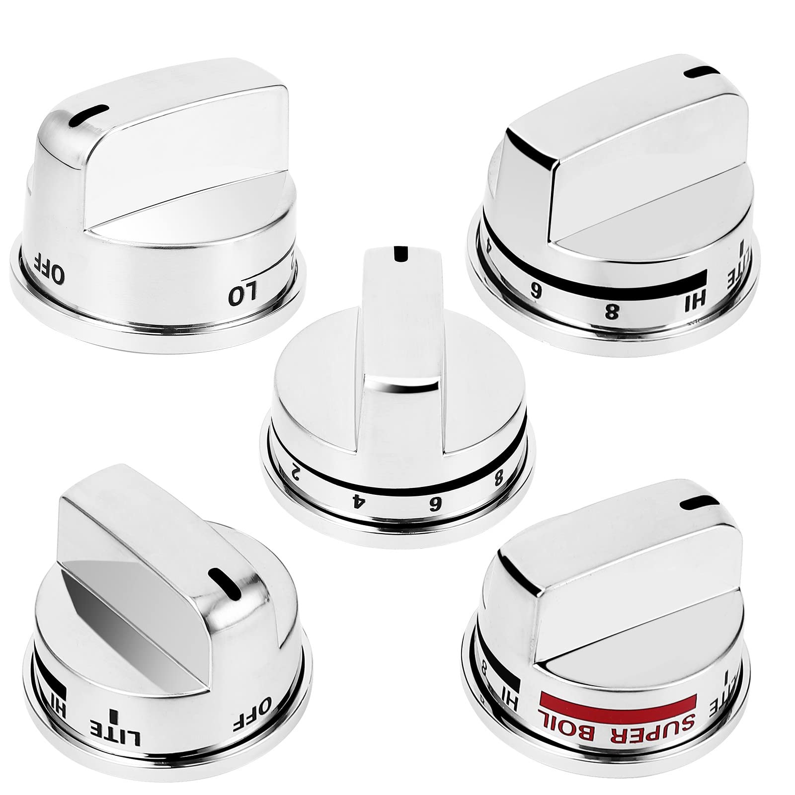 5 PCS EBZ37189609 & EBZ37189611 Stove Knobs Compatible for LG Gas Range, Burner Control Knob Replacements for LRG30355ST LRG30357ST