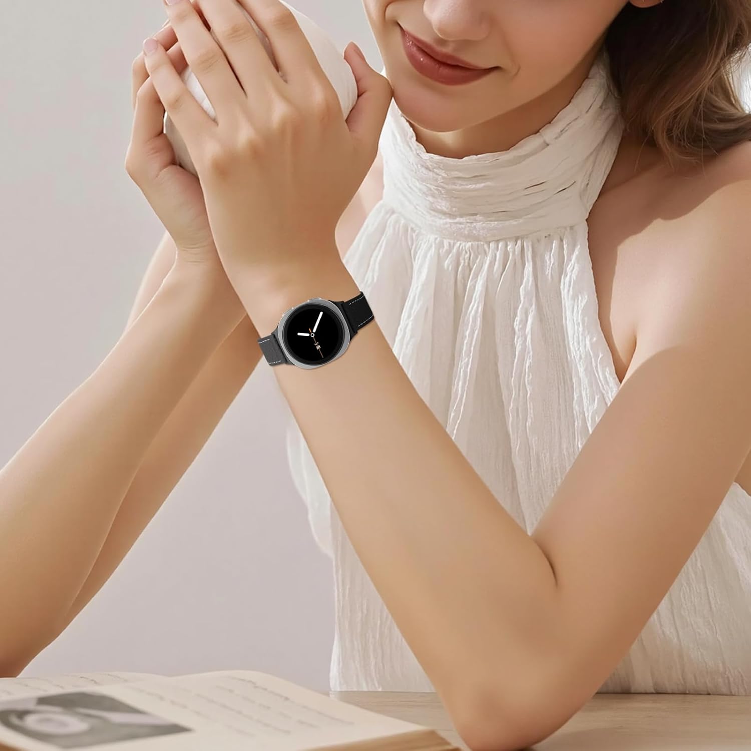 Magnetic Leather Bands Compatible with Samsung Galaxy Watch 8 40mm/44mm Watch8 Classic 46mm Replacement Women Men Straps