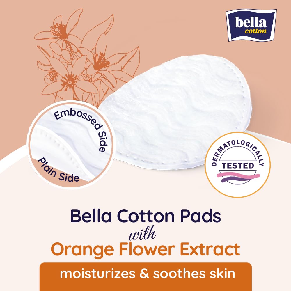 Bella Cotton Pads - 70pcs | Pack of 2 | D- Panthenol & Orange Blossom Extract | Soothes skin | Makeup Removal & Cleansing Pads | Skin friednly | Soft & Gentle| Daily use 2