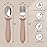 6 Pieces Toddler Utensils, Children Silverware Set with Silicone Handle, Kids Safe Spoons and Forks, Dishwasher Safe, 18/8 Stainless Steel, Food-grade SiliconeBPA Free - Tan