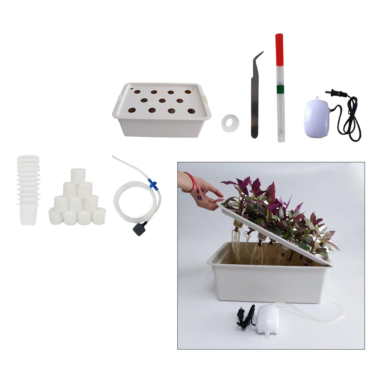 Plant Site Hydroponic System Kit Self Watering Plant Box with Air Pump-image-11
