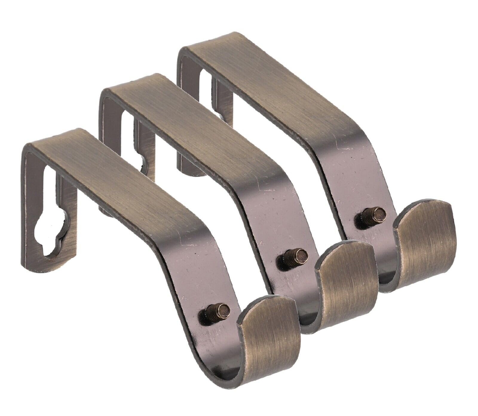 Lister Cartwright Antique Brass (Metal Bracket) 19Mm Curtain Pole Brackets With Adjustable Screws Metal Finish (Pack Of 3)