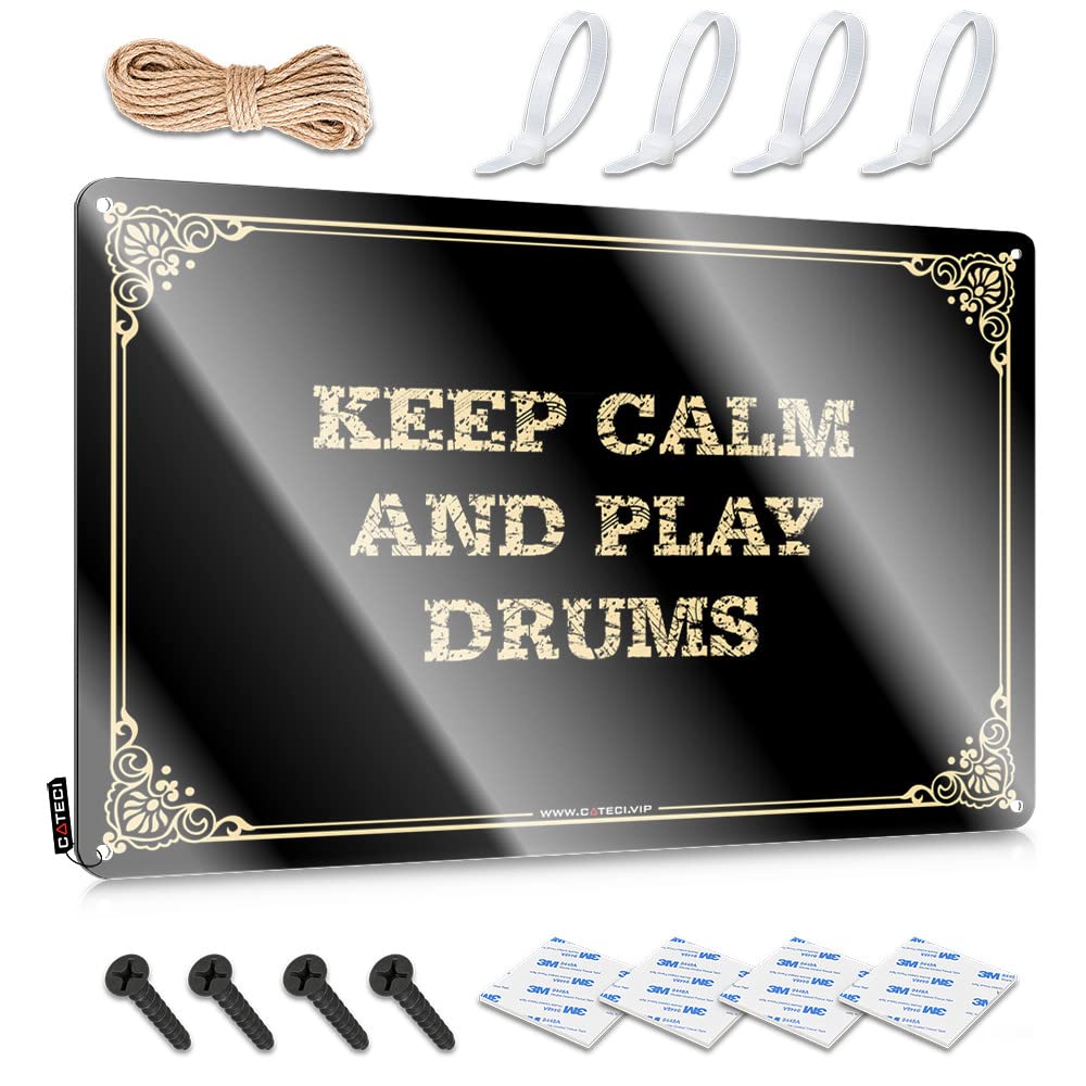 MWFKKADDB Funny Man Cave Signs Keep Calm And Play Drums Tin Sign Sports Bar Decor Metal Signs Funny(30X40CM)