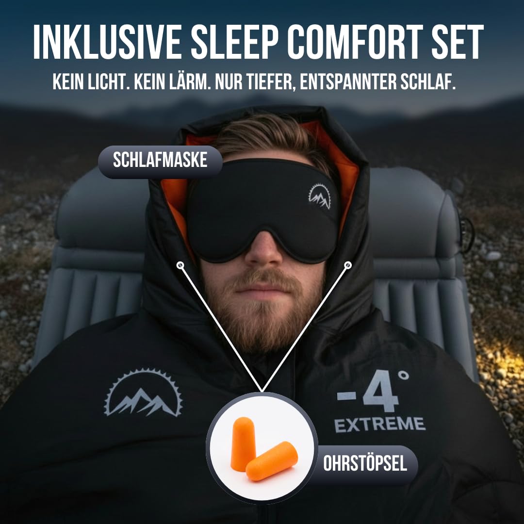 GOALPINE® Madeira Schlafsack für große Personen | 4 Jahreszeiten | mit Armöffnung | 400 GSM 0-10 Grad Komfort | wasserabweisend | kleines Packmaß | Atmungsaktiv | Mumienschlafsack | Trekking
