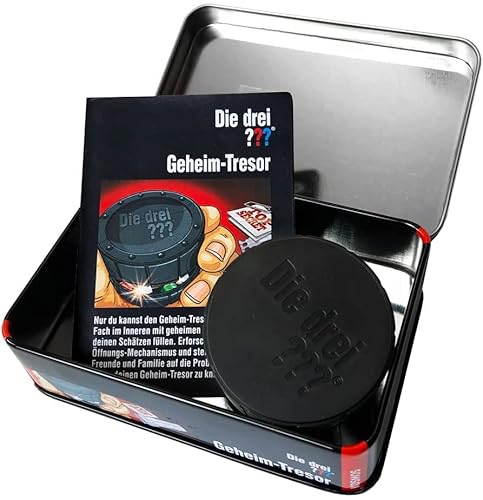 Die drei ??? Geheim-Tresor von KOSMOS 632328, Mini-Tresor, mit geheimen Öffnungsmechanismus zum Knobeln, Detektivspielzeug von die Drei Fragezeichen, Detektiv Ausrüstung, Schwarz