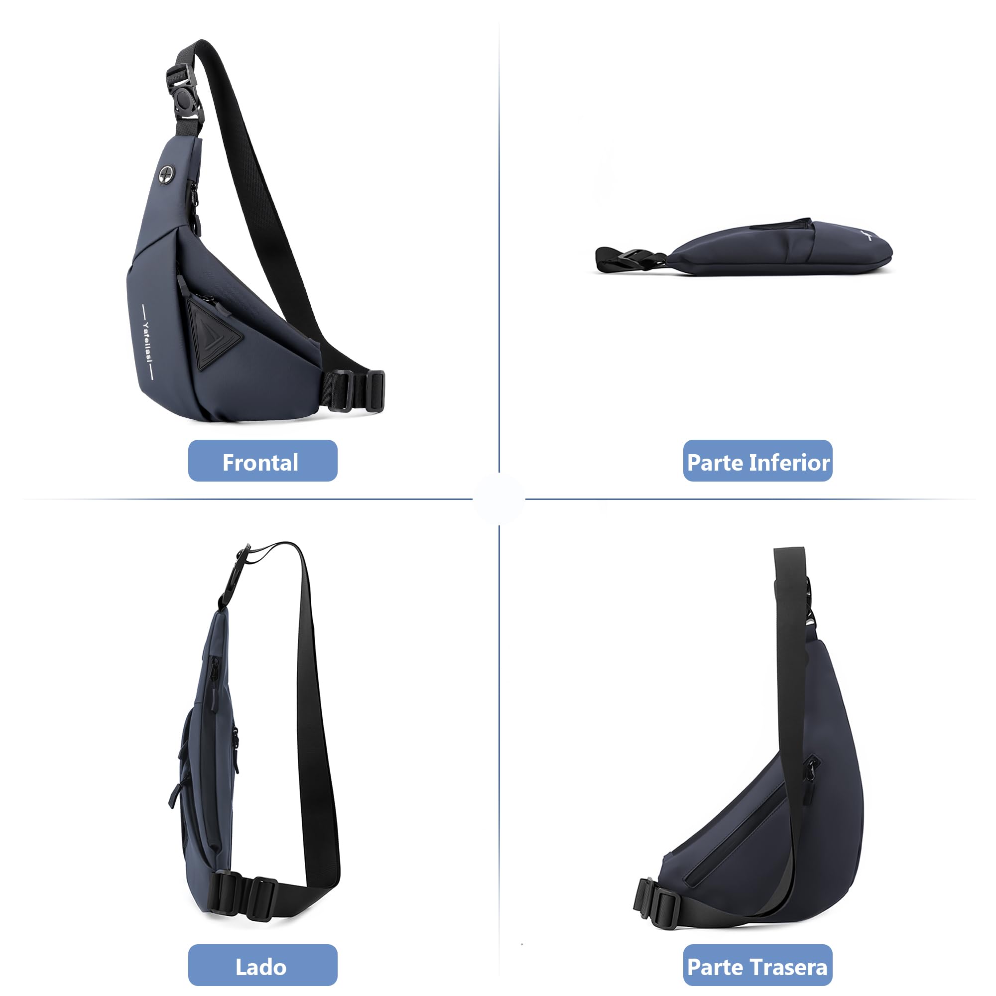 VARLIVOO Bandolera Hombre Antirrobo, Bolso Cruzado Pequeño para Hombre, Bolsa de Pecho Impermeable para Trabajo, Viaje y Uso Diario Azul B