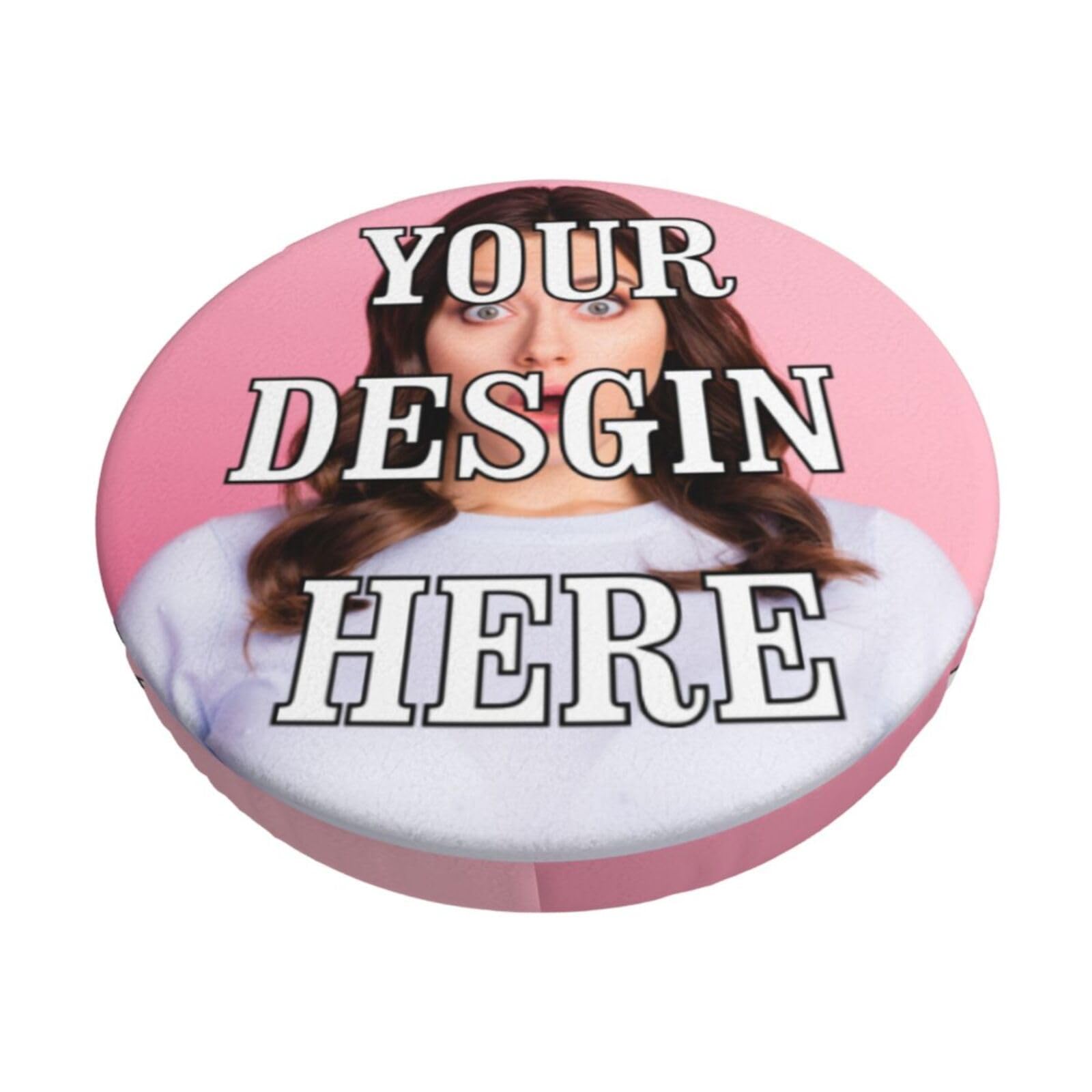 ADAPTOR Custom Round Bar Chair Cushion Cover Personalized Add Your Photo Text Logo Stool Covers Customize Elastic Bar Stool Covers Washable