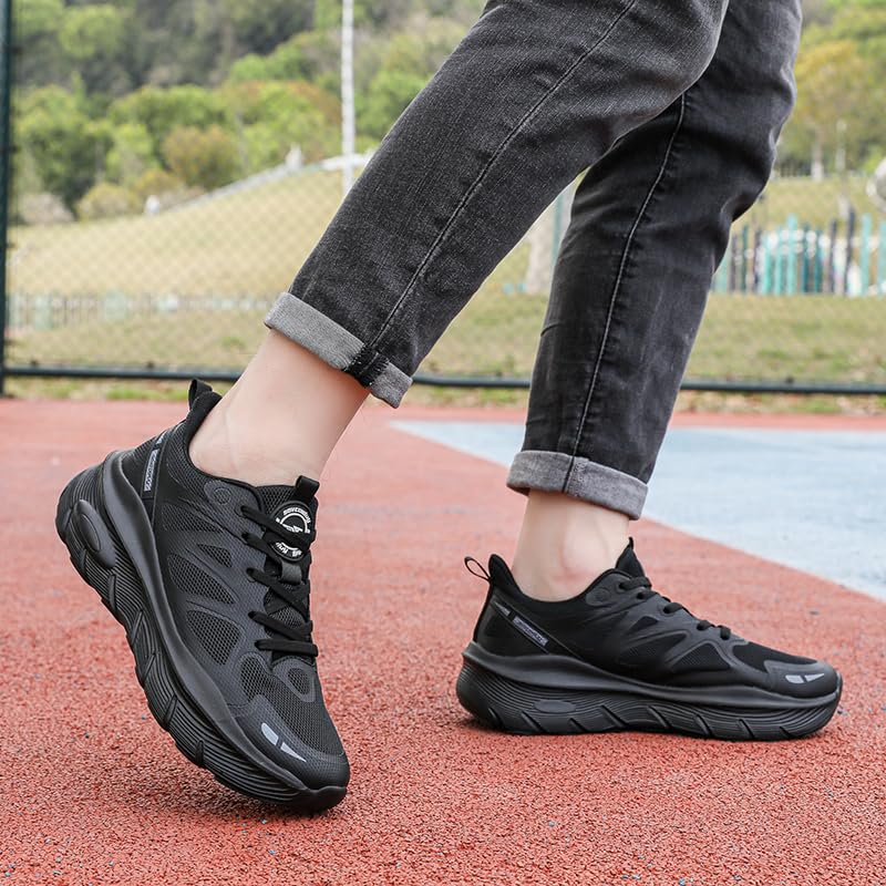 Men's Mesh Breathable Lace-Up Casual Sports Shoes with Round Toe, Thick Sole, Non-Slip and Lightweight Running Shoes Suitable for Walking, Playing Tennis and Outdoor Activities4