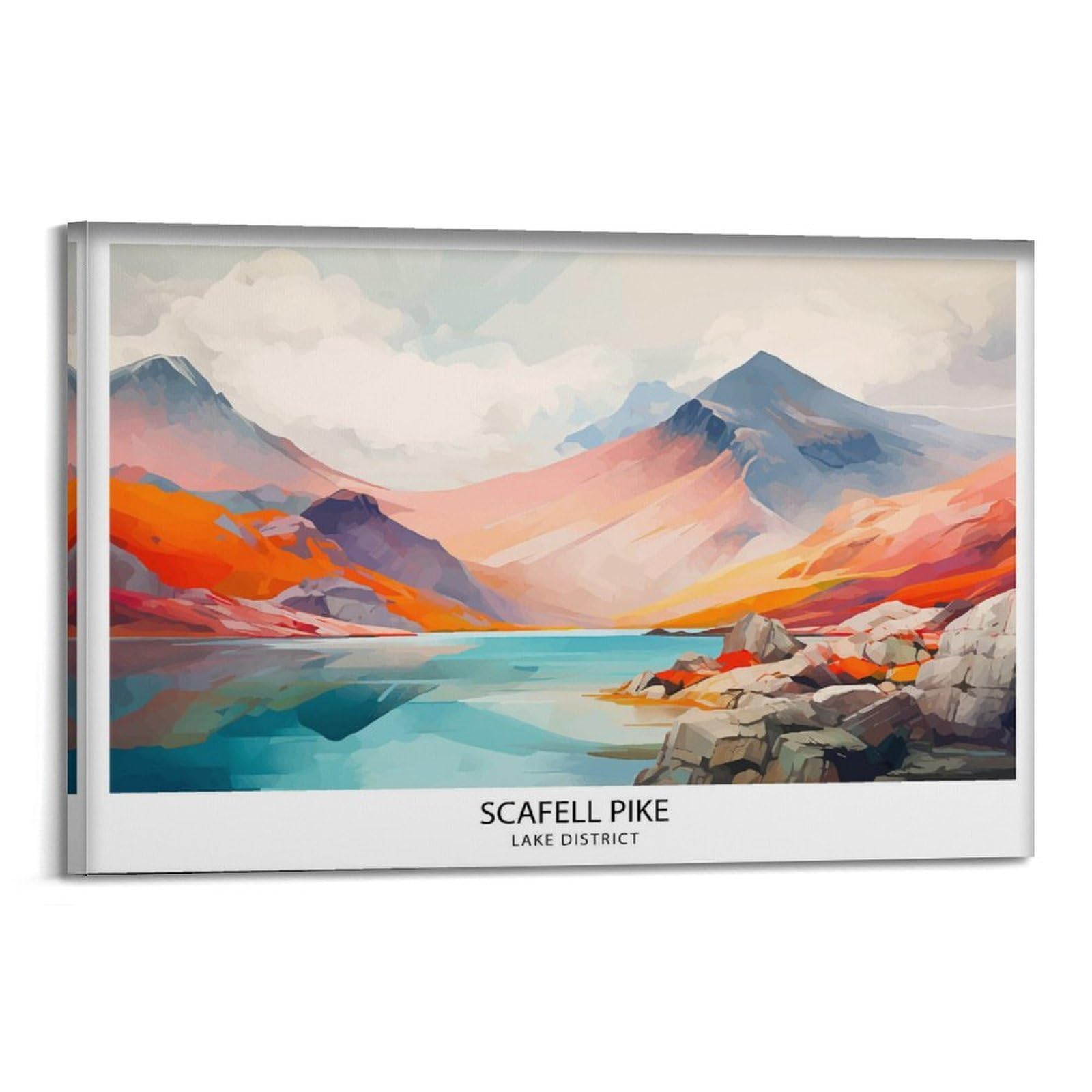 xiaoxiaoshen Scafell Pike Travel Lake District England Gift for Hikers Mountain Canvas Poster Wall Art Prints Room Aesthetic Murals Bedroom And Living Decorations 24x36inch(60x90cm)