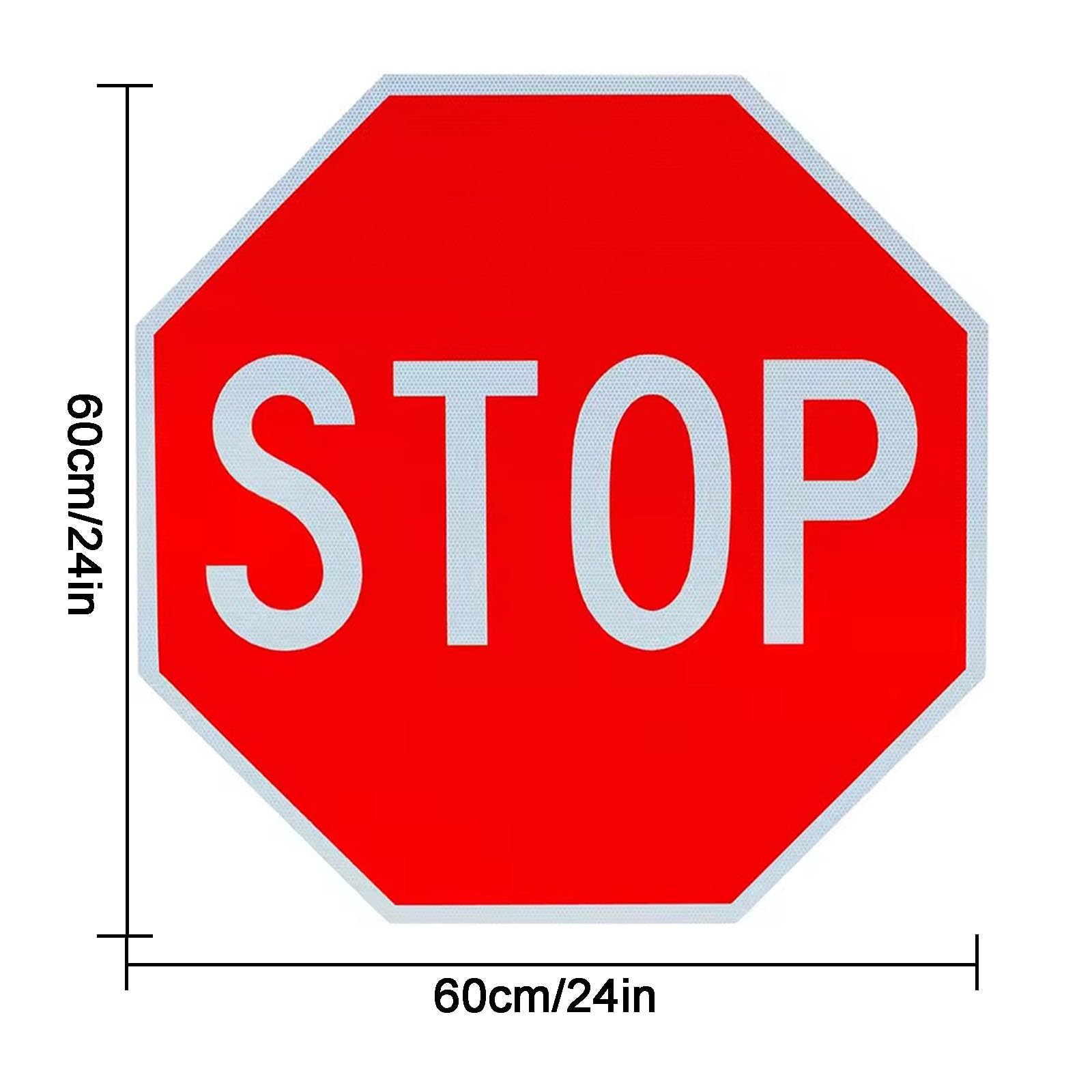 Señal cartel Stop, panel reflectante de aluminio octogonal de alta resistencia, señal de calle de aluminio de 0.1" con accesorios (2PCS, 60cm)