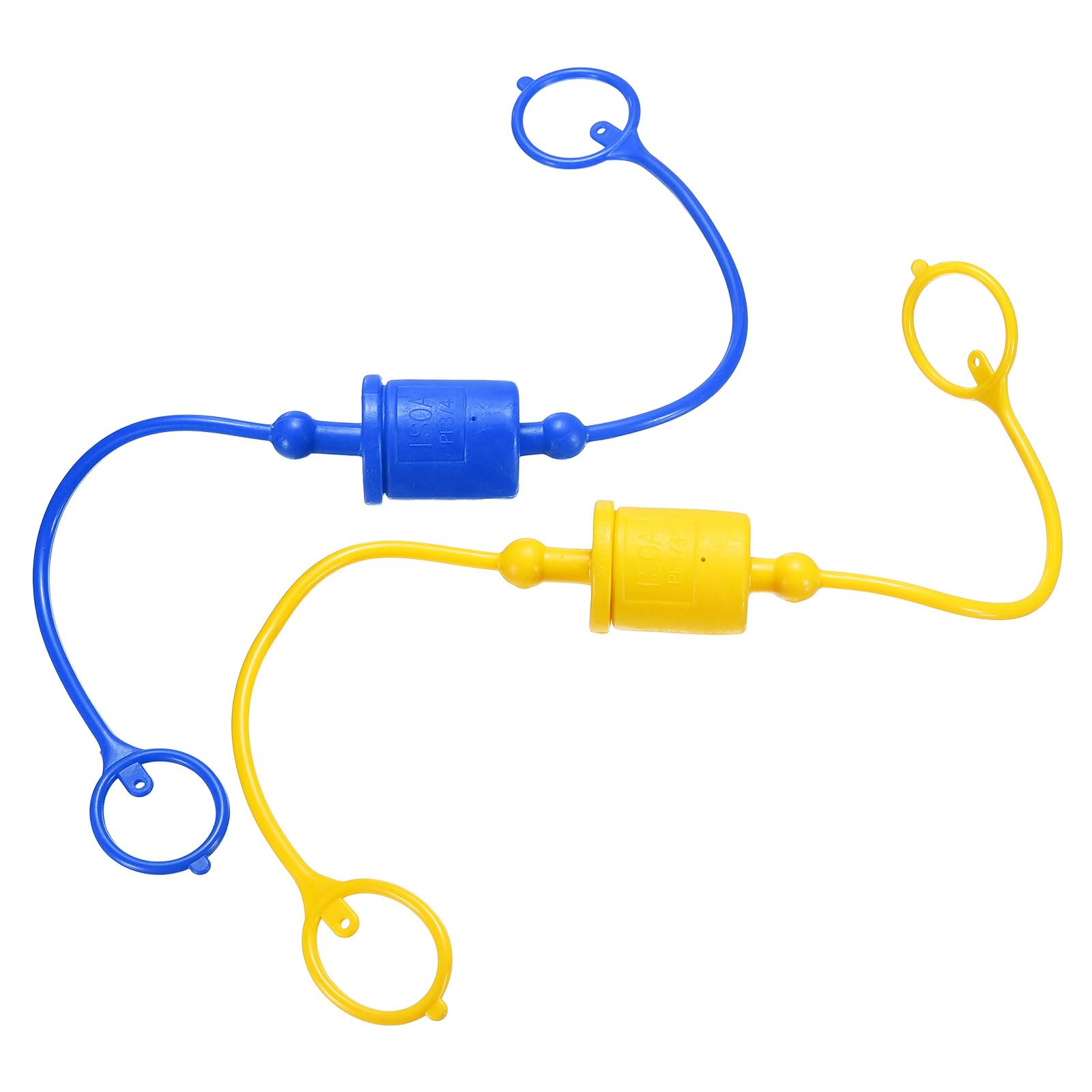 HARFINGTON 2Sets 3/4 Hydraulic Hose Dust Cap and Plug Kit, ISO-A Male Dust Cap &amp; Female Plug Cover Quick Disconnects Air Coupler Cover Port Plug Fittings with Retention Ring, Blue/Yellow
