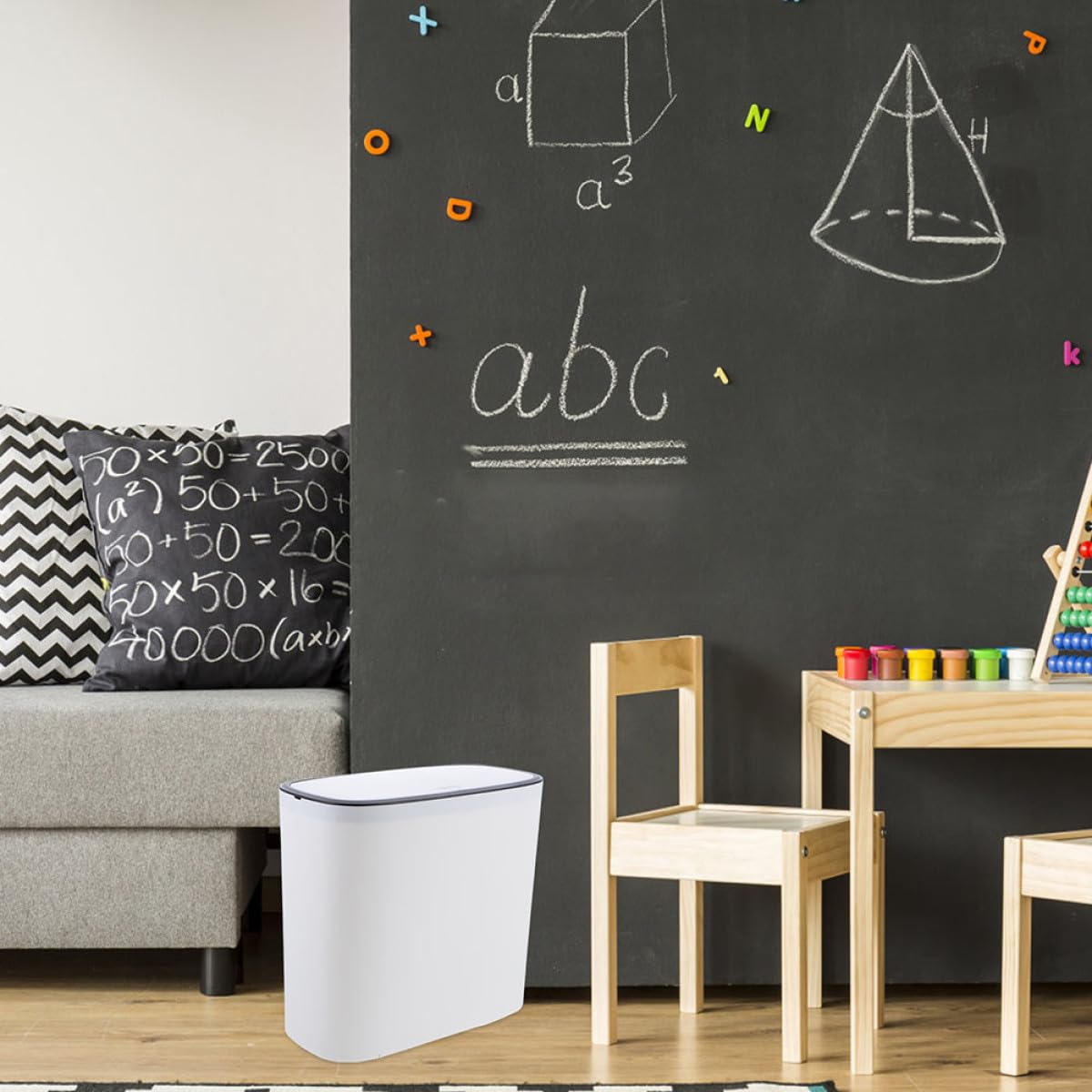 Healvian Cubo de Basura Tapa de Plástico Blanco de 10l para Baño y Dormitorio Control de Olores y Diseño Simple y Versátil