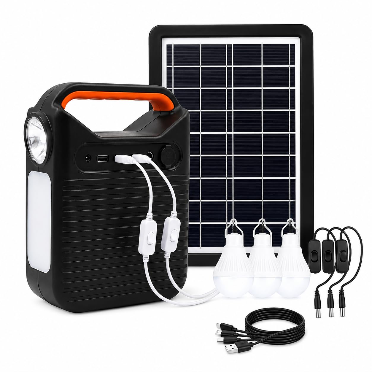 DRUMSTONE ( 2026 Brings 5 Years Warranty ) Solar Inverter Home Lighting System with 3 LED Bulbs | Rechargeable Emergency Power Backup Kit & Mobile Charger for Outdoor Camping & Home Power Cuts-image-28
