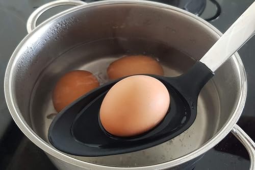 Miniatura 8 de Juego de espátulas y cucharas de silicona resistente al calor y acero inoxidable - Turners y cuchara sólida con agarre de goma - Espátulas y cuchara