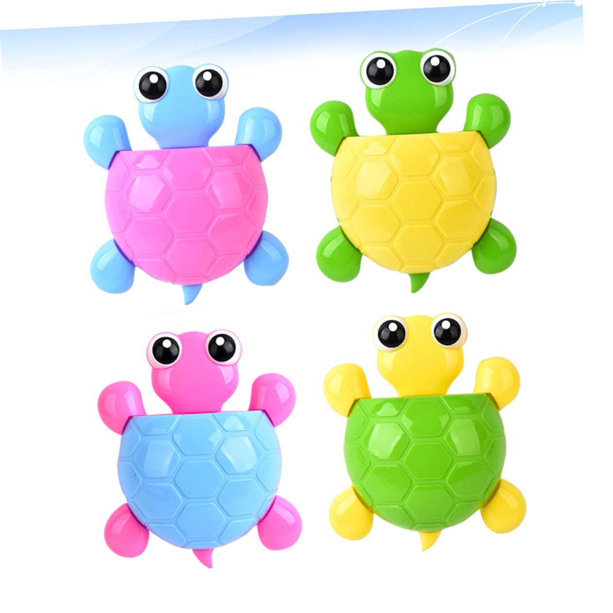 Portacepillos PP PVC 4 Piezas Ventosa de Dientes Tortuga