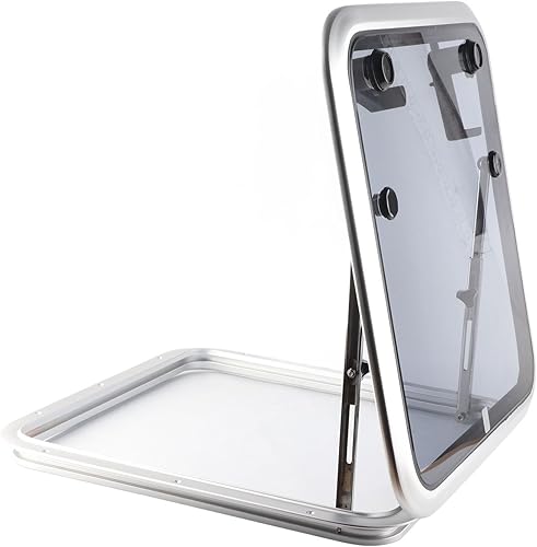 Miniatura 5 de Escotilla portlight para barco, ángulo de apertura de 90 ° sellado, tipo de empuje externo, aleación de aluminio resistente, ventana de ojo de buey